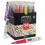 ARTEZA Textmarker Set, 30 bunte Leuchtmarker mit schmaler Keilspitze, Textsurfer zum Notieren und Markieren im Klassenzimmer und im Alltag