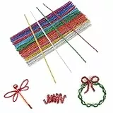 jijAcraft Glitzer Pfeifenreiniger 100 Stück Chenilledraht, 6 MM * 30 cm, Ideal für DIY Basteln, Weihnachtszierde Making und Dekorieren - Bunt mit 10 Farben