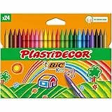 Bic Plastidecor farbig Wachsmalstifte, Klassisch, 24 Stück (1er Pack)