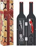 Wine Corkscrew Accessories Set,Wine Bottle Opener Tool Kit with Drink Sticker,The Greatest Party Gift Kit for Wine Lovers and Drinks,with Opener,Pourer,Stopper,Foil Cutter,Ring