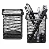 DARUITE Schreibtisch Organizer, 2er Set - Stifthalter, Stiftebecher, Stiftebox für Büros & Klassenzimmer, Schwarz