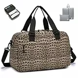 SPAHER Erweiterbar Reisetasche Handgepäck 40x20x25cm Ryanair 40x30x25cm Eurowings Handgepäck Tasche Kabinentasch Bordtasche Sporttasche Kleine Tasche Underseat Cabin Bag Carry-on Luggage, Leopard