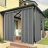 Bonzer wasserdichte Outdoor-Vorhänge für Terrasse, Veranda, Pergola, Sonnenlicht, Sichtschutz, Ösen, Innenvorhang, für Schlafzimmer, Wohnzimmer, 1 Stück, 137 x 213 cm, Grau