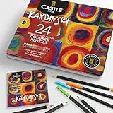 Castle Arts Buntstifte-Set mit 24 Buntstiften, in Blechbox, 'Kandinsky'-inspirierte Farben mit hochwertigen, glatten farbigen Kernen, hervorragender Misch- und Schichtleistung für tolle Ergebnisse