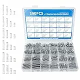 390 Stück Druckfedern Sortiment Kit, Feder Zugfedern Sortiment (24Größen), Edelstahl Druckfeder,Mechanische Metall Mini Federn,304 Edelstahl Spiralfeder mit Sortierbox für DIY, Zuhause