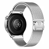 MroTech Kompatible mit Galaxy Watch 3 45mm/SM-R800 46mm/Gear S3 Armband Edelstahl Metall Ersatzarmband für Huawei Watch GT5 46mm/GT4/GT3/Pro/GT2 46mm/GT 46mm Milanese Mesh Loop Band 22mm,Silber