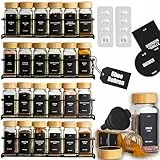 Deco haus® Gewürzregal Wand ohne Bohren [MIT 24 GEWÜRZGLÄSER & ETIKETTEN] - Gewürzregal Hängend 4er Set - Gewürzhalter Wand - Gewürzregale Schranktür zum Kleben - Spice Rack Organizer