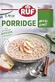 RUF Porridge Apfel Zimt, Instant Haferbrei mit feiner Zimtnote und getrockneten Apfelstückchen, schnelle und einfache Zubereitung, 1 x 65g Beutel