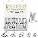 VIGRUE 650 Stück Schrauben Set M2 M3 M4 M5 M6 Innensechskant Schrauben Set aus 304 Edelstahl Vollgewinde Zylinderschrauben mit Muttern und Unterlegscheiben im Sortimentskasten