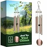 Nature's Melody Aureole Tunes Windspiel – Outdoor-Windspiel mit 6 Röhren, in B-Pentatonik gestimmt, 100% rostfreies Aluminium, Pulver-Finish und S-Hakenaufhänger für Trauer, Andenken oder Zen-Garten