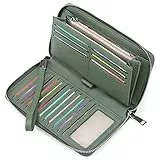 GAEKEAO Damen Geldbörse, große Kapazität Leder Damen Geldbörse Reißverschluss Kupplung mit RFID-Blockierung und Mehreren