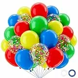 QIFU Luftballons Bunt-50Pcs Bunt Konfetti Latex Ballons Rot Gelb Grün Blau Luftballons Geburtstag Mädchen Für Luftballon Girlande Party Deko Kindergeburtstag Hochzeitsdeko Babyparty Heiratsantrag