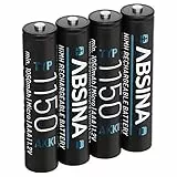 ABSINA AAA Akku für Telefon Gigaset 1150 NiMH 4er Pack - Akku AAA mit 1,2V & min. 1050 mAh - Geeignet für CL660HX, A400 A415, C300 C430, C475 C530 und vieles mehr