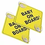 Cobee Baby an Bord Auto Warnschilder - 2 Stück 12,7 x 12,7 cm Sicherheits Autoschild Mit Doppelten Saugnäpfen - Wiederverwendbarer Aufkleber für Autofenster (Stil A)
