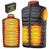 LABEWVI Beheizbare Weste, Heizweste für Damen Herren, Beheizte Daunenjacke, Heizjacke mit 25000mAh 7.4V Powerbank, Wärmeweste mit 3 Einstellbar Temperatur | 6 Heizzone, Steppweste mit Akku