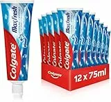 Colgate Zahnpasta Max Fresh Cooling Crystals 12x75 ml – effektive Zahnreinigung für langanhaltende Frische und ein sauberes Mundgefühl – hält die Zähne weiß und bekämpft Karies