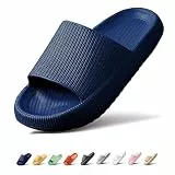 Sumvov Cozislides Original Damen Super Weich Rutschfest Badeschlappen Schlappen Damen Herren Cozy Slides Original Hausschuhe Damen(Dunkelblau,40/41)