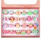 OSDUE Kinderringe Mädchen, 24 Stück Einstellbare Ringe Kinder, Keine Vervielfältigung, Mädchen Ringe Set, Ringe Kindergeburtstag Kinderringe Mädchen für Baby Teenager Partybevorzugung Spielschmuck