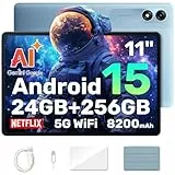Blackview Tablet 11 Zoll Android 15 Gemini AI, 24GB RAM + 256GB ROM (2TB TF)/8200 mAh Akku/1920 * 1200 FHD IPS Widevide L1/Face ID/PC Mode/Octa-Core Gaming Tablet mit Hülle