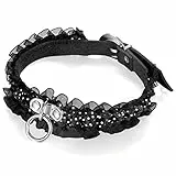 Flongo Damen Choker Spitze Halsband Leder Lace schwarz Gothic Tattoo Kette breit Halskette Schmuck Herz O-Ring Lederhalsband Einstellbar für Mädchen Frauen Kinder Halloween Kostüm