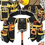 Retoo Werkzeuggürtel – Magnetische Verstellbarer Arbeitsgürtel mit 22 Taschen, Hosenträgern und Hochbelastbarer Montage Werkzeuggurt für Handwerker, Elektriker, Tischler, Bau und Heimwerkerprojekte
