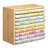 GOURDBRO Bambus Marker Organizer für 126 Marker/Buntstifte/Pinsel, Marker Aufbewahrung Stifte Organizer Kinder mit 18 Fächern für Klassenzimmer Büro Dekoration