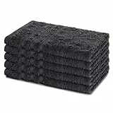 Lavea® 5er Set Gästehandtücher Set, Gästetücher 30x50 cm, Frottee Gästetuch aus 100% Baumwolle, Handtücher Set, weich und saugstark, Serie Elena, 60 °C waschbar, Handtuch, Anthrazit