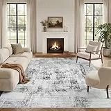Vamcheer Teppich Wohnzimmer Kurzflor Moderner - Schlafzimmer Teppiche Flauschiger,Waschbar Boho Teppich,Teppiche Groß für Arbeitszimmer, Büro,Super Weich, Anti-Rutsch, 300x400 cm Beige/Grau