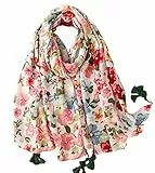 FAIRYGATE Damen Stolen Schal Schöner Blumendruck Kopftücher Halstuch Festlich Stola Sonnenschutz Scarf für Sandstrand Mädchen 810007