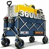 Overmont Faltbar Bollerwagen Klappbar Handwagen - mit Geländegängige Breite Räder - bis 150 kg Tragkraft - für Camping Sport Einkaufen Garten Blau