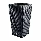 Prosperplast Blumentopf in Rattan-Optik Pflanzkübel mit Einsatz | 26,5 x 26,5 x 50 cm | anthrazit | wetterfest & UV-beständig | aus robustem Kunststoff | für Innen- und Außenbereich