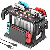 Kytok Switch Spiele Aufbewahrung mit Switch Controller Ladestation, Switch Ladestation für Switch/OLED Joycons, Switch Aufbewahrung für Switch Spiele, TV-Dock, Pro-Controller, Switch Zubehör