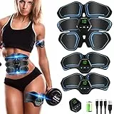 UIHOL EMS Trainingsgerät, EMS Bauchmuskeltrainer LCD Bildschirm muskelstimulator USB Wiederaufladbarer Tragbarer Muskel Trainer 10 Modi 20 Intensitäten Geeignet Damen & Herren (Blau)