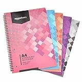 Amazon Basics Spiral-Notizblock, in verschiedenen Farben, 70 Blatt/ 140 Seiten, A4, 90GSM, 5 Stück, Weiß