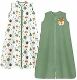 Chilsuessy 2er Pack Sommerschlafsack Baby Schlafsack Kleine Kinder Schlafanzug ohne Ärmel für Sommer und Frühling 100% Baumwolle, Grün + Wald, 110/Baby Höhe 110-125cm