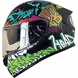 Broken Head Racing-Integralhelm InYourFace Schwarz-Matt mit Sonnenblende (L (59-60 cm))