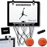 BERAXPOL Mini-Basketballkorb für Kinder und Erwachsene, Korb zum Aufhängen an der Tür, komplett mit Reifen, 2 Bällen und Luftpumpe, originelles Geschenk