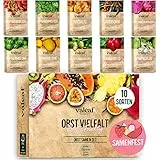 valeaf Obst Samen-Set I 10 Sorten Obstsamen I Premium Obst-Saatgut I Pflanzen Kit inkl. - Erdbeersamen, Melonensamen, Physalis, Drachenfrucht I Pflanzen Saat I ideales Samen-Set Geschenk