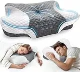 VJASD Orthopädisches Nackenstützkissen aus Memory Foam – Ergonomisches Kopfkissen gegen Nackenschmerzen, höhenverstellbares Seitenschläferkissen mit atmungsaktivem Bezug