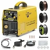 200A MIG MAG Schweißgerät, 6 In 1 Multiprozess Schutzgas Schweißgerät mit Flux Fülldraht/MAG/MIG Schutzgas Schweißgerät/MMA E-hand/Lift-WIG-Schweißen, Smartkühlung & Überhitzungsschutz