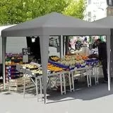 YITAHOME 3 x 3meter Pop-Up Pavillon | wasserdicht Faltpavillon | Anti-UV Gartenzelt Partyzelt | mit Tragetasche und Seilen | für Terrasse Strand Camping Markt Festival (Dunkelgrau)