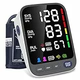 WAJ Blutdruckmessgerät, Blutdruckmessgerät Oberarm mit großer Manschette (22-42 cm) für zu Hause | Extra großes 6,4-Zoll-LED-Display | Arrhythmie-Erkennung | 2×120 Speicherplätze | Pulsmessung