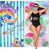 Winthome Strandtuch Wendbar Schnelltrocknend - Mikrofaser Strandtuch Leicht, Strandhandtuch Groß Sandfrei, Vielseitiges für Damen Herren Reise Urlaub Schwimmen Sauna, mit Tasche(180x90cm, 2 Pack)