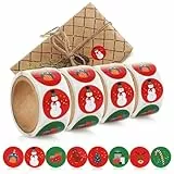 com-four® 480x Sticker Weihnachten auf Rolle - Aufkleber 3x3cm als Verzierung für Geschenke - Selbstklebende Weihnachtsetiketten zum Verschönern - Sticker zum Basteln (480 Stück - kleine Sticker)