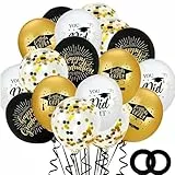 ALEGRE® 2025 Graduation Deko Luftballons Schwarz Gold, 20 Stk Congrats Prüfung Bestanden Deko Helium Ballon, Bachelor Deko Ballons, Abschlussfeier Luftballon Abschluss Deko, Abi 2025 Bachelor Geschenk