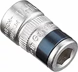 HAZET Adapter 2250-1 I mit Federsicherung - für einen sicheren Halt der Bits, Abtrieb: Sechskant 6,3 (1/4 Zoll), Antrieb: Vierkant 6,3 mm (1/4 Zoll), Made in Germany