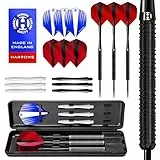 Harrows Caliber 90% Tungsten Steel Tip Darts Set I 21g bis 30g Alle Gewichte verfügbar I Riesiges 16-teiliges Bundle mit Ersatzschäften, Prime Flights & Reiseetui (24 Grams)