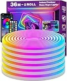 LETIANPAI 36 m LED Neon Rope Lights, Control with App/Remote Control, Flexible LED Rope Light, Multiple Modes, IP65 Outdoor RGB Neon Lights, Waterproof