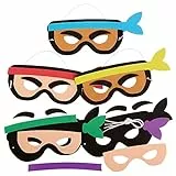 Baker Ross FX852 Ninja-Masken-Sets - 5er-Packung, Party-Masken zum Basteln und Gestalten für Kinder