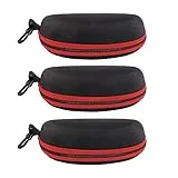 EKdirect 3 Stück Sonnenbrille Brillenetui Reißverschluss Hartschale mit Gürtelclip (Rot)